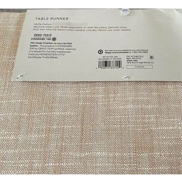 PROJECT 62 Rectangle Table Runner 72" x 14" White Tan 100% Cotton NEW Kitchen - Picture 4 of 4